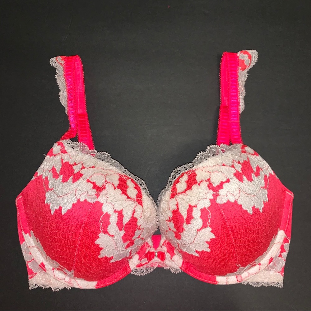 VS Hot Pink Lace Very Sexy Push-Up Bra Sz 32DD